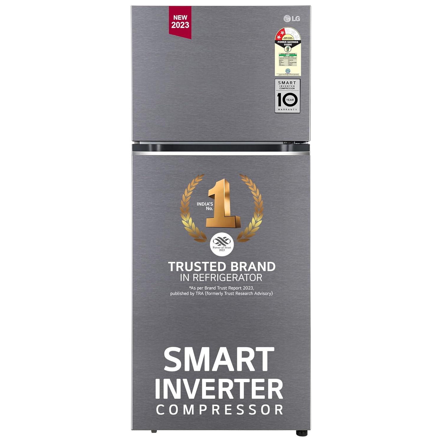 LG GL-N412SDSY 380 Litre 2 Star Frost-Free Smart Inverter Double Door Refrigerator (‎  Dazzle Steel, Express Freeze)