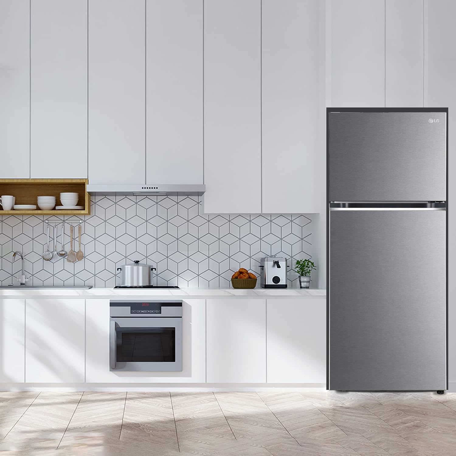 LG GL-N412SDSY 380 Litre 2 Star Frost-Free Smart Inverter Double Door Refrigerator (‎  Dazzle Steel, Express Freeze)