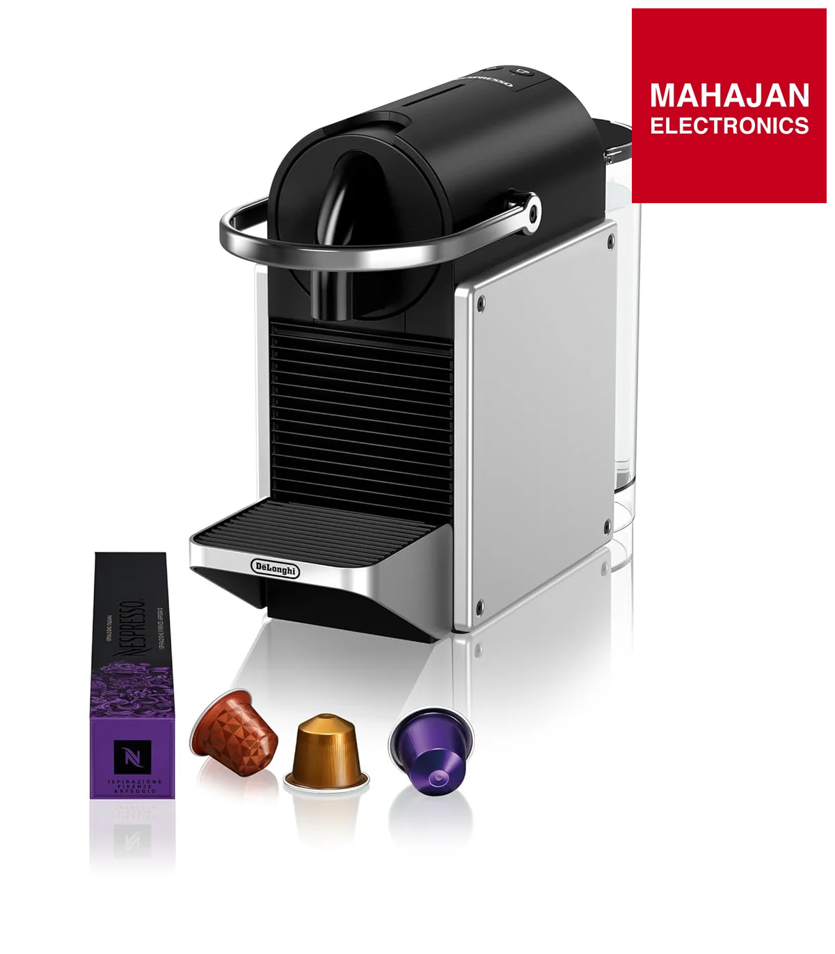 Nespresso Pixie EN127.S Espresso Maker | 19-Bar Pump | 25 s Heat-Up | Compact Design | Electric Silver | Mahajan Electronics Delhi NCR