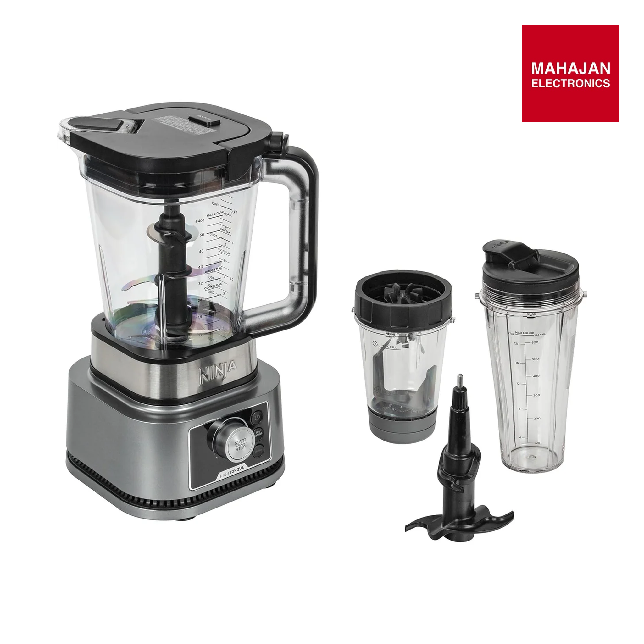 Ninja CB350EU Foodi Power Nutri Blender 3-in-1, Mix Smoothie Bowls, Thick Spreads & Frozen Drinks, Automatic Programs, 2.1L Jug, 700ml Cup & 400ml Bowl with Power Paddle, 1200W, Silver Mahajan Electronics Online