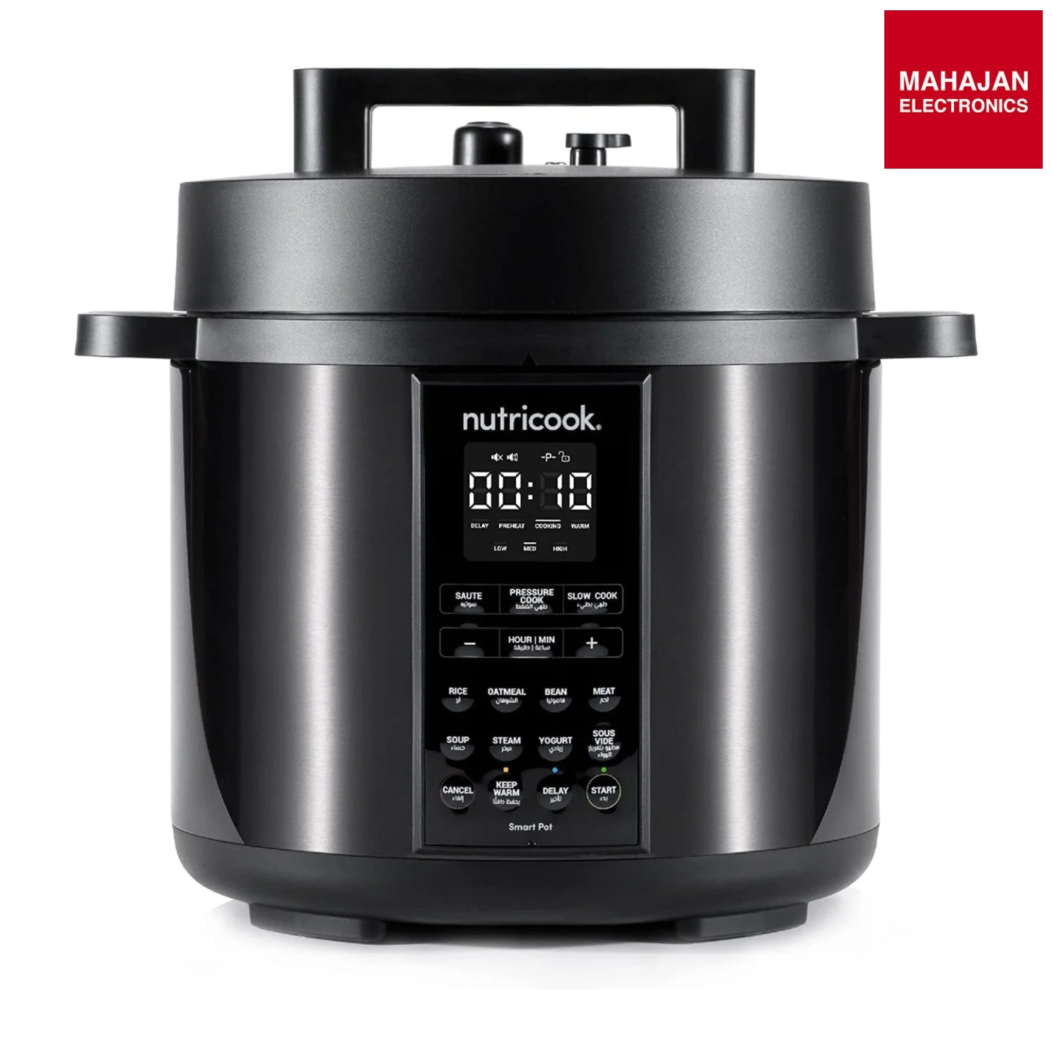 Nutricook SP204K Stainless Steel Smart Pot 2 (6 QT | 6 Litre), 1000W, 9 In 1 Instant Programmable Electric Pressure Cooker, Slow Cooker, Rice Cooker, Steamer, Saute Pot, Warm Food, Smart Lid-Online Mahajan Electronics
