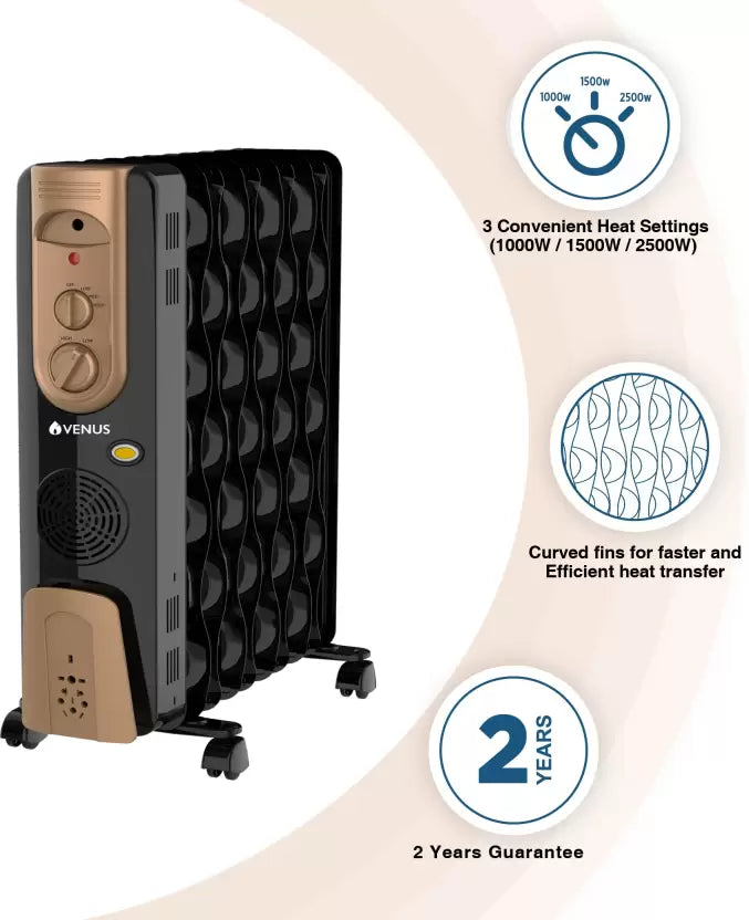 Venus OFR 9F Oil Filled Room Heater 9fin With Fan - Mahajan Electronics Online