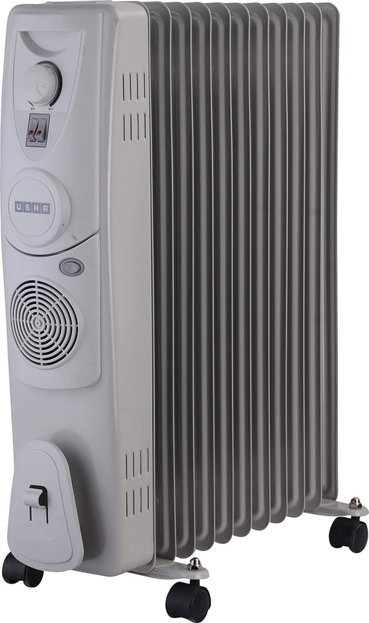 Usha OFR 11 Fin 2900 Watt 4211 F PTC Room Heater with Fan Heater (White, Oil Filled Radiator) - Mahajan Electronics Online