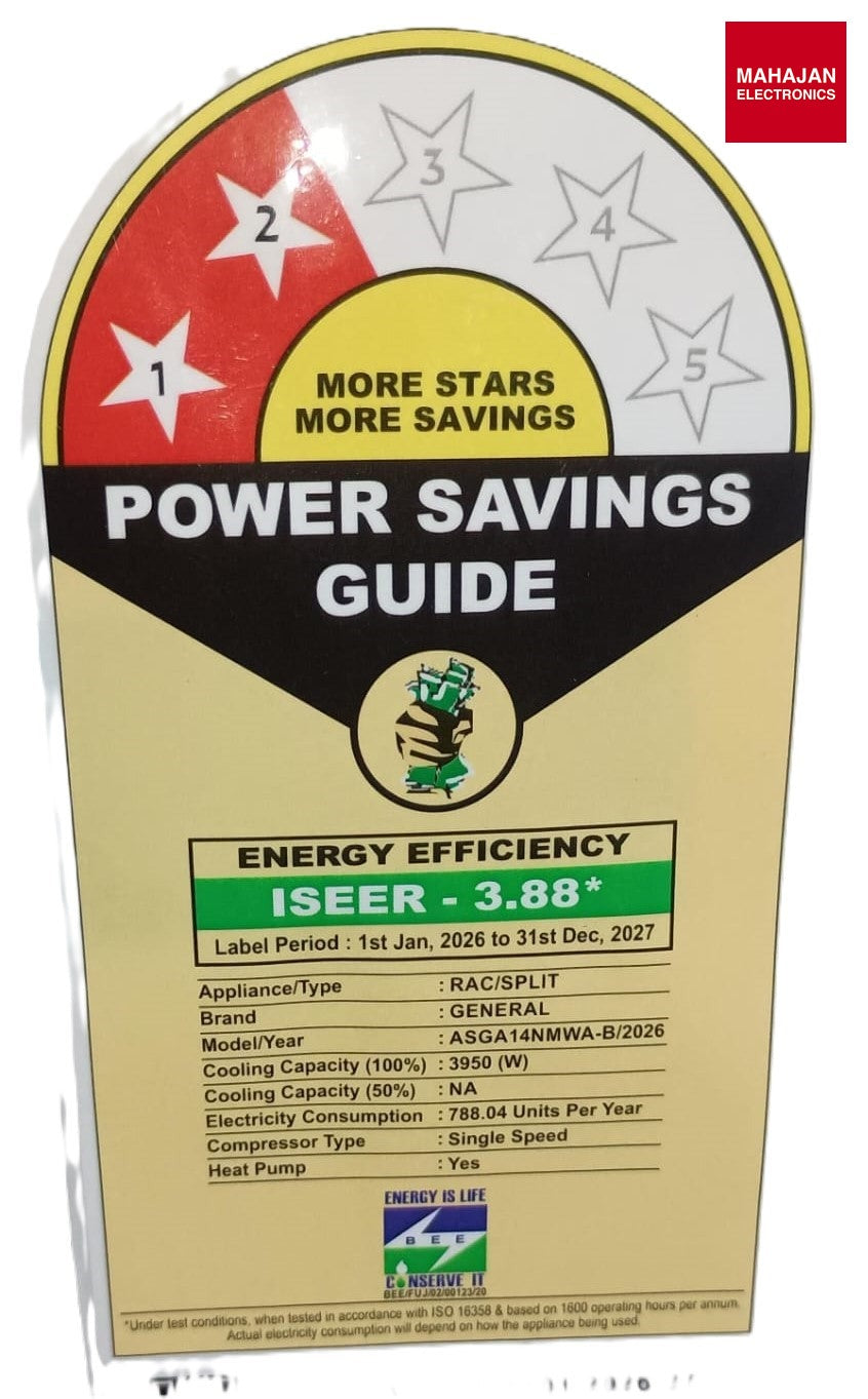O’General ASGA14NMWA-B 1.12 Ton 2 Star Fixed Speed Hot &amp; Cold Split AC – Mahajan Electronics Online.