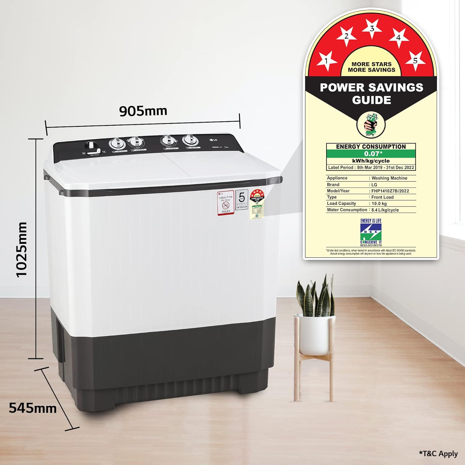 LG 10 kg 5 Star Semi-Automatic Top Load Washing Machine (P1040RGAZ, Dark Gray, Roller Jet Pulsator) - Mahajan Electronics Online