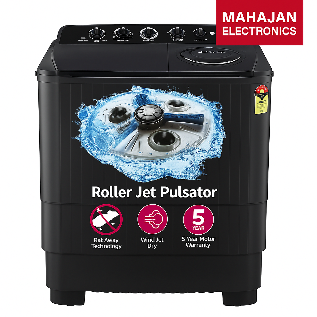 LG P1155SKAZ 11 Kg 5 Star Wind Jet Dry Rat Away Technology Semi-Automatic Top Loading Washing Machine ( Roller Jet Pulsator, Punch + 3, Middle Black)