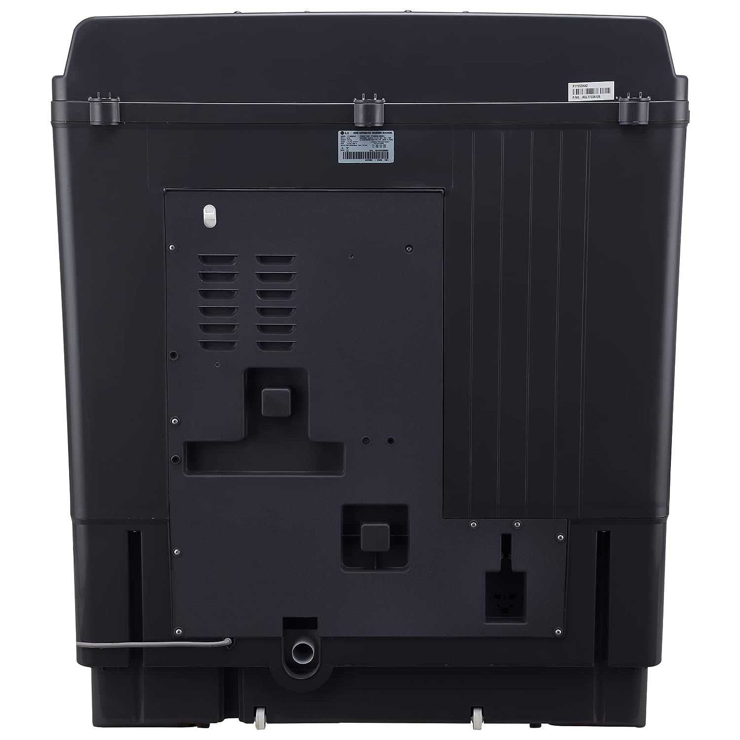 LG 11.5 Kg 5 Star Wind Jet Dry Rat Away Technology Semi-Automatic Top Loading Washing Machine (P115ASKAZ, Roller Jet Pulsator, Punch + 3, Middle Black) - Mahajan Electronics Online