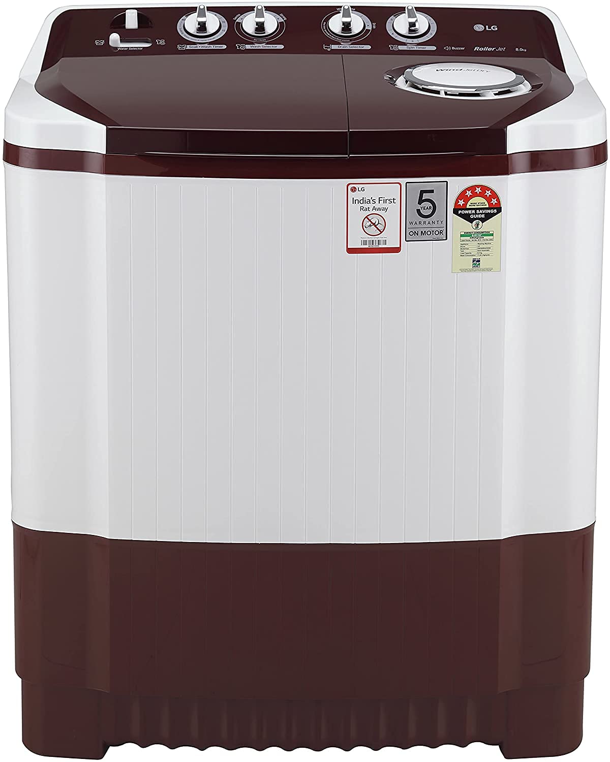 LG P8035SRAZ 8 kg Semi Automatic Top Load Washing Machine, White - Mahajan Electronics Online