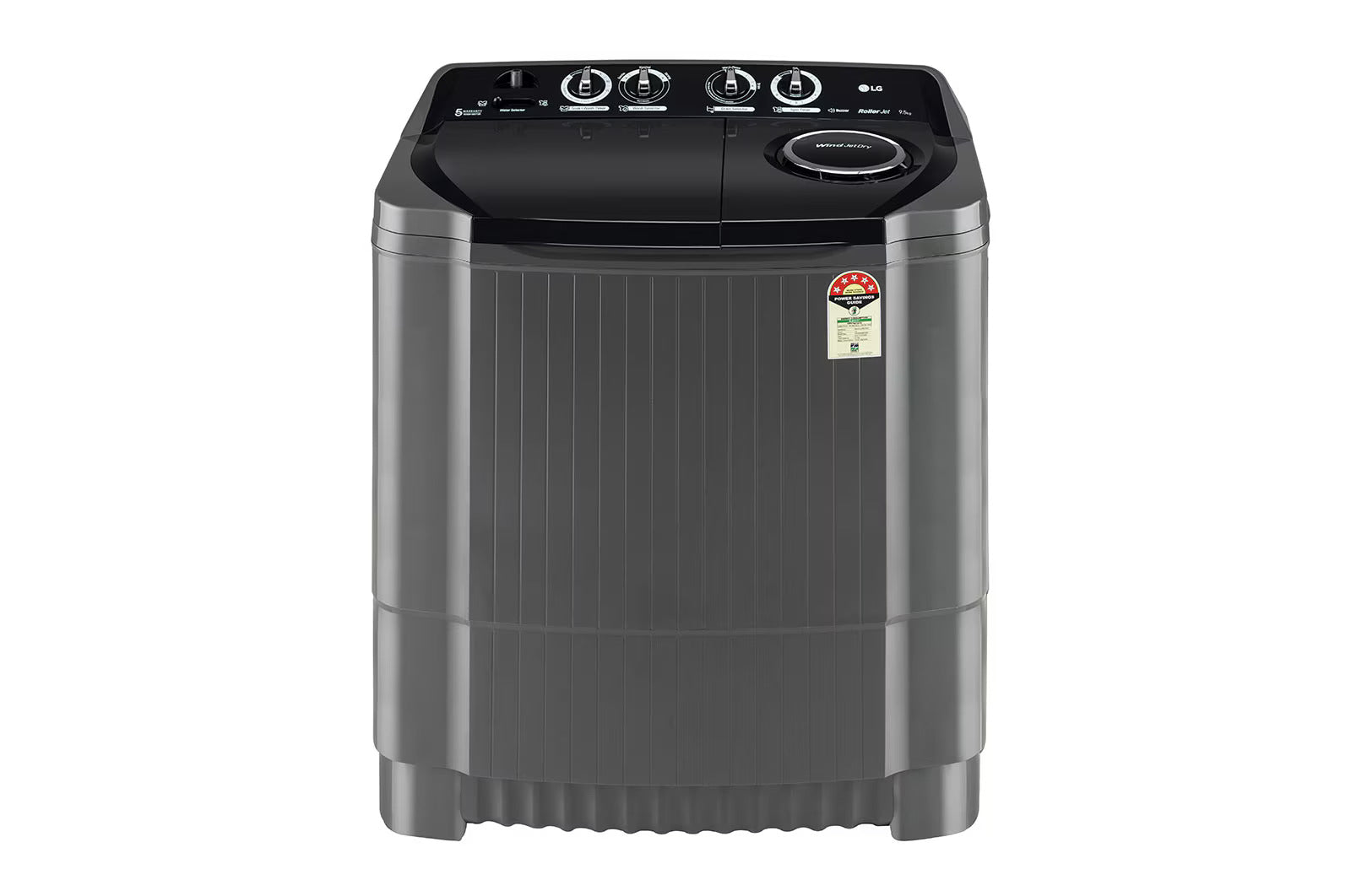 LG P9555SKAZ 9.5Kg, Semi Automatic Top Load Washing Machine, , Roller Jet Pulsator + Soak, Rat Away, Middle Black) Mahajan Electronics Online