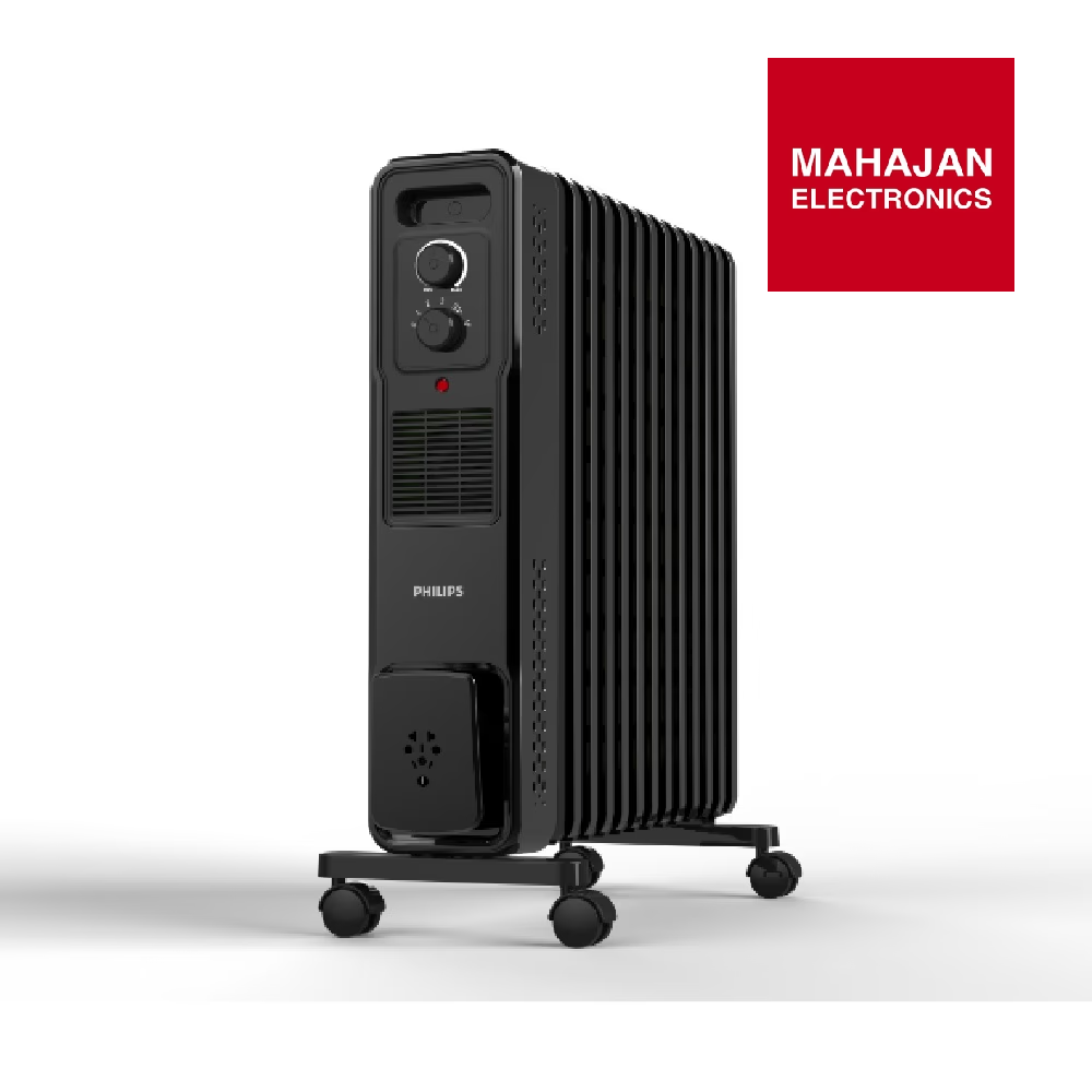 Philips CX30139 13Fin (Oil Filled Radiator)|Room Heater|2900W|3 Heat Settings & PTC Fan  Wheels| Comfortable Breathing|360° Heating (Black) Mahajan Electronics Online