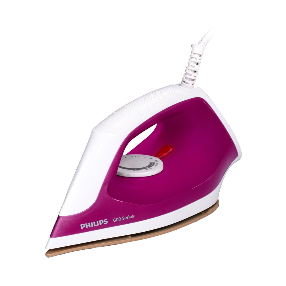 Philips Dry Iron DST0610/30 with 3 year warranty (World No.1 Ironing Brand) Powerful 1000 Watts for Fast heat up & Golden Advanced Alloy Soleplate with Uniform Heat Distribution Mahajan Electronics Online