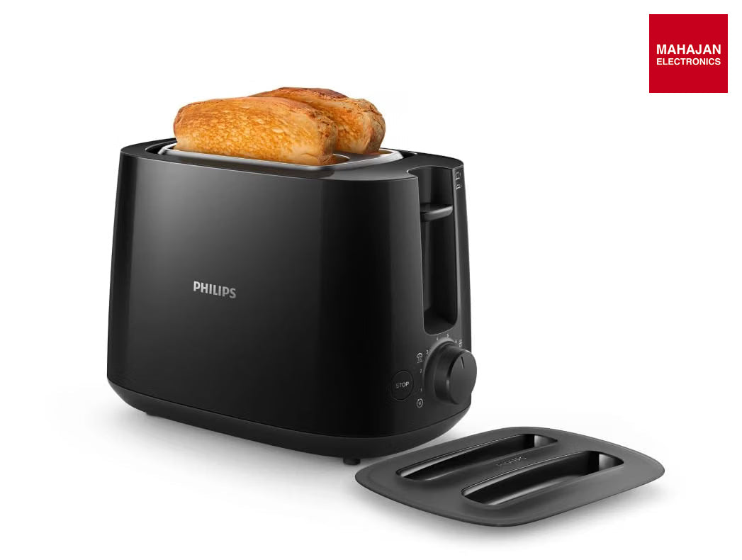 Philips HD2582/90 Two Slice Pop-Up Toaster with Bun Warmer, 830W, Black - Mahajan Electronics