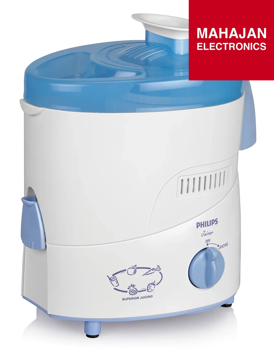 Philips HL1631/J 500W Juicer with Reverse Spiral Sieve – White and Blue