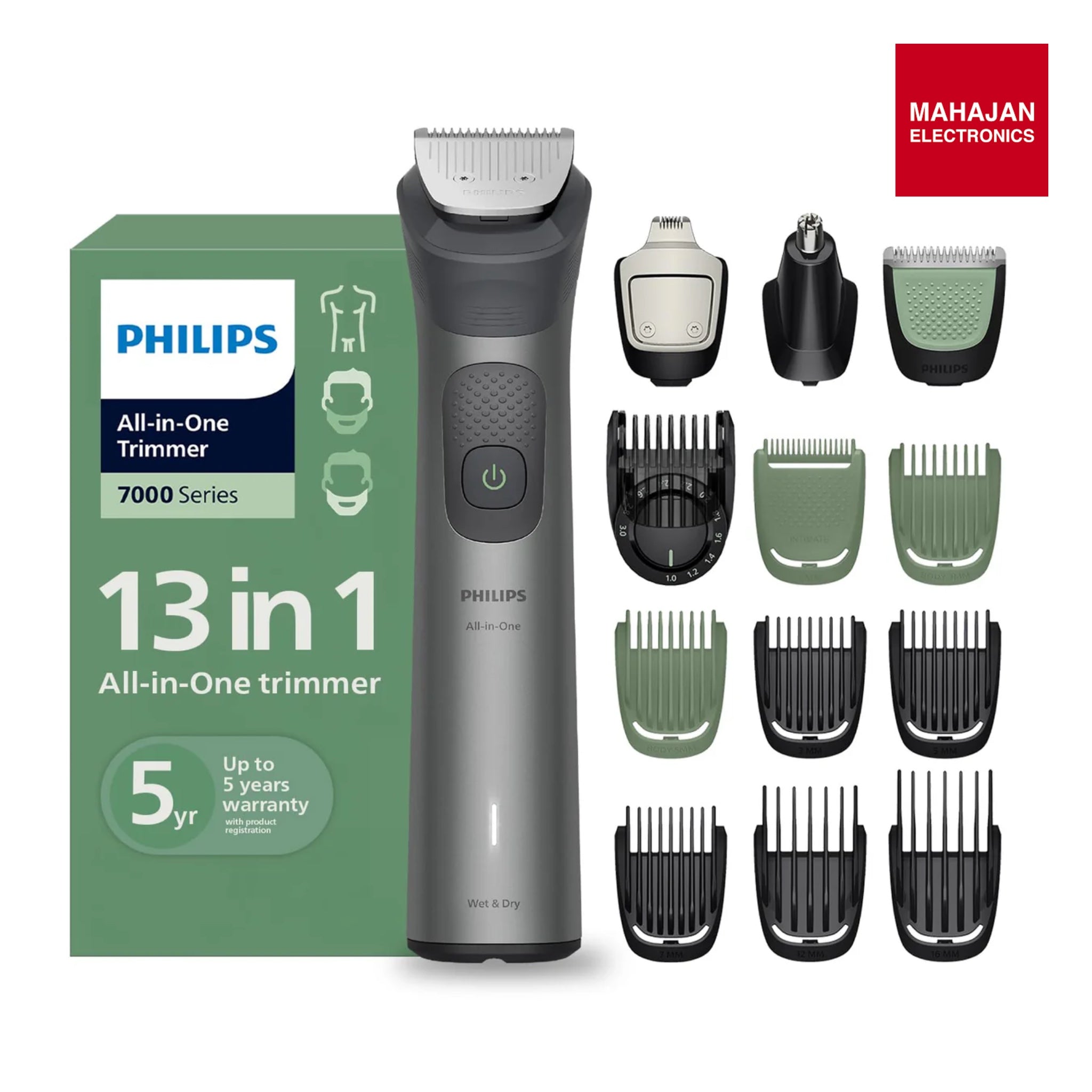 Philips MG7922 India's No.1 Men's Trimmer* | Ultimate Precision | BeardSense Technology- Scans 125x/sec, adapts to density | All-in-One Full body Grooming Kit | 120min runtime | IPX7 | 5yr warranty* Mahajan Electronics online
