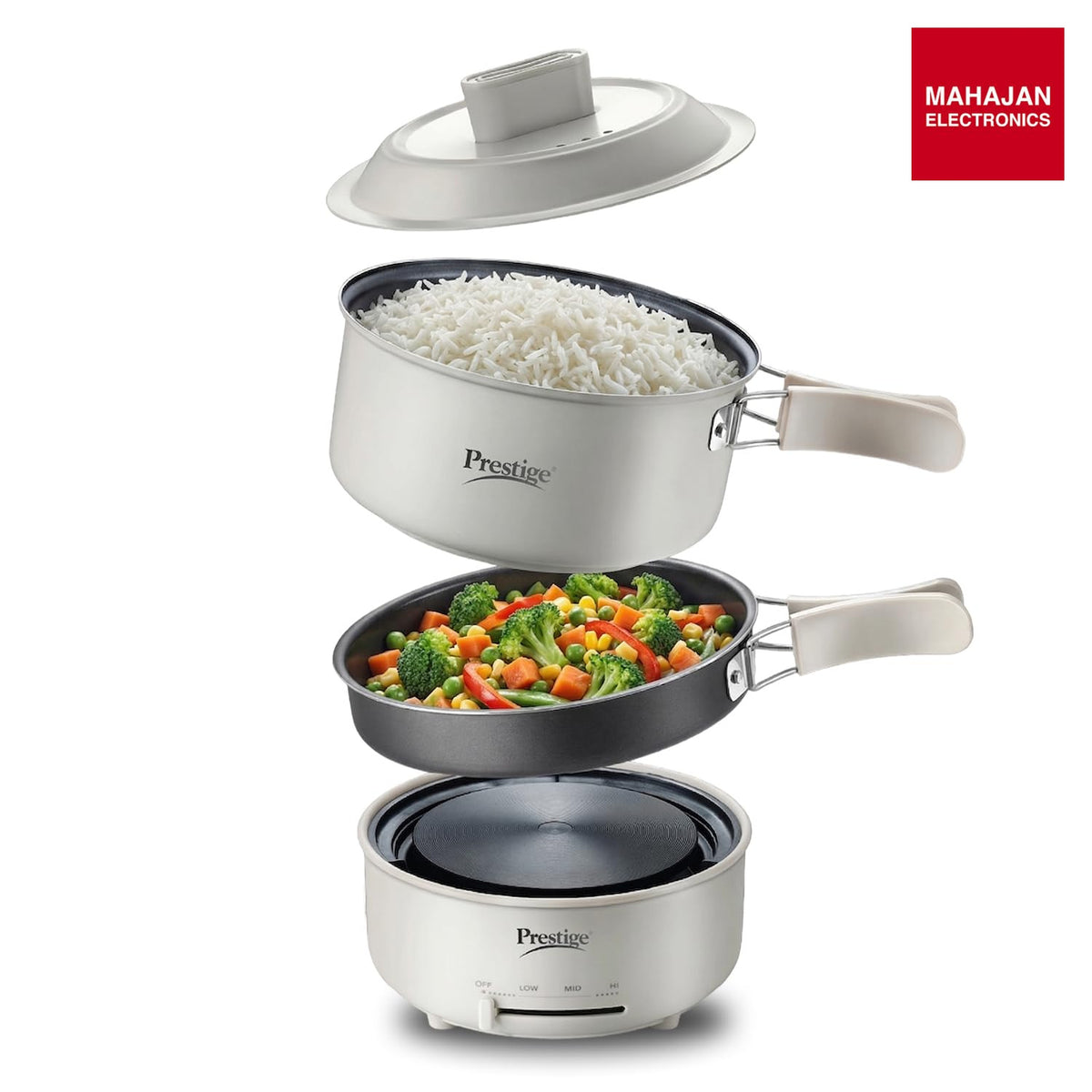 Prestige Electric Omnipot 1000W Cooking Fry Pan 1 3L White-Online Mahajan Electronics