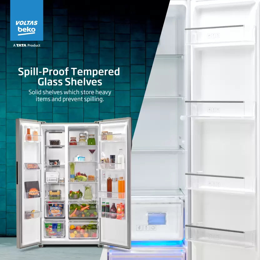 Voltas Beko RSB585XPE 563L Side by Side Refrigerator (Inox Look) - Mahajan Electronics Online