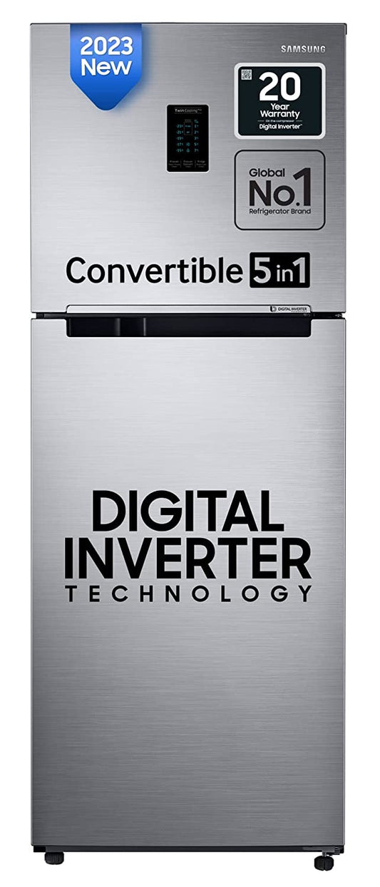 Samsung RT37C4521S8/HL 322 L 1 Star Convertible 5In1, Digital Inverter Frost Free Double Door Refrigerator ( Silver, Elegant Inox) - Mahajan Electronics Online