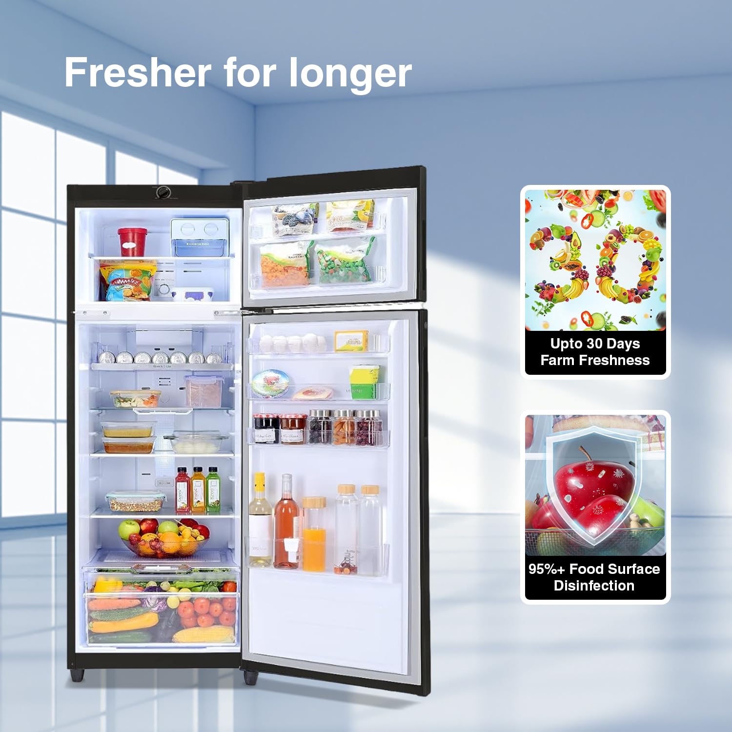 Godrej RT EONVALOR 310B RI FS ST, Fossil Steel , Edge 272 L 2 Star Nano Shield Technology Inverter Frost Free Double Door Refrigerator - Mahajan Electronics Online