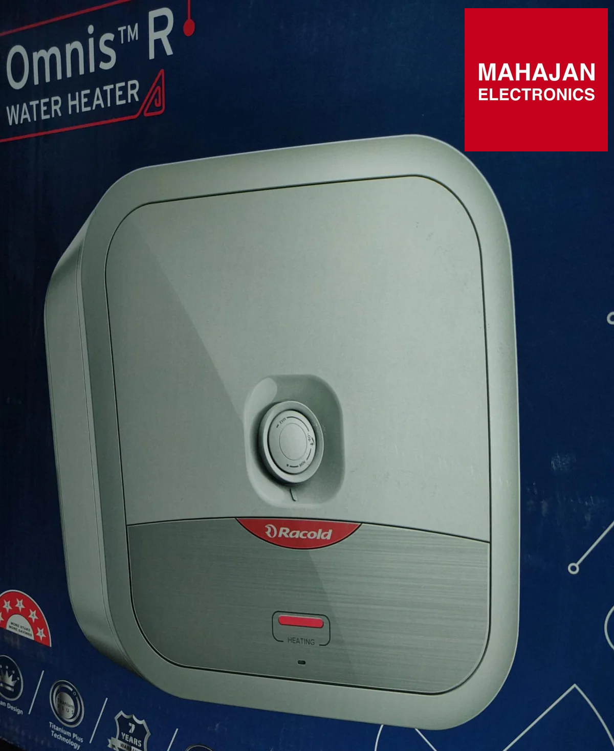 Racold Omnis R 25L 5 Star Storage Water Heater (Geyser) White Black - Mahajan Electronics Online