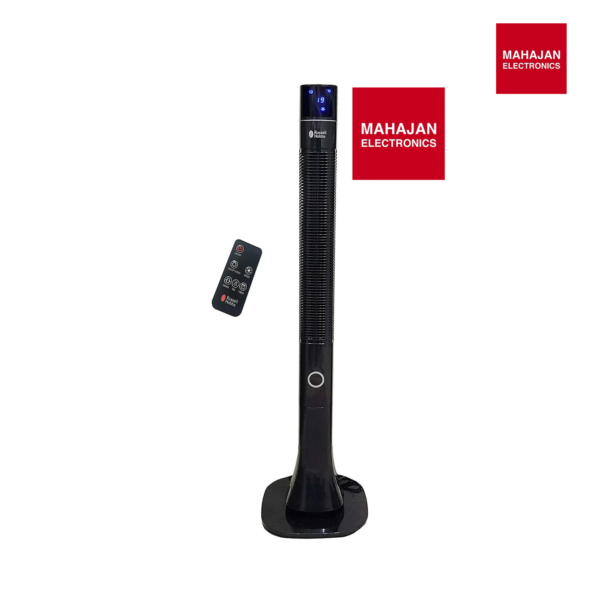 Russell Hobbs RTF 4800 48-Inch Tower Fan | Remote Control | LED Display | 3 Modes | 12-Hour Timer | Low Power Consumption | Black Mahajan Electronics