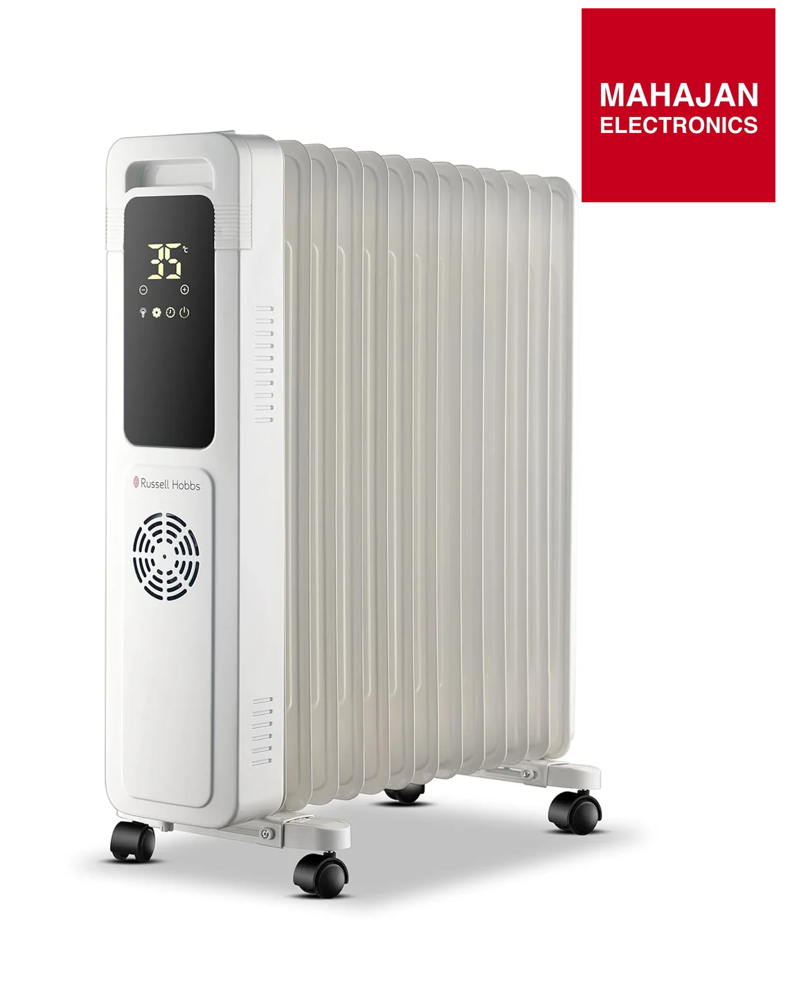 Russell Hobbs ROR13DF 2900W 13-Fin Oil Filled Radiator Room Heater | Smart Digital Heating, Wide Temp Range, 24H Timer, Intelligent Modes, Safety Protection | LED Touch, Foldable Wheels Mahajan Electronics Online