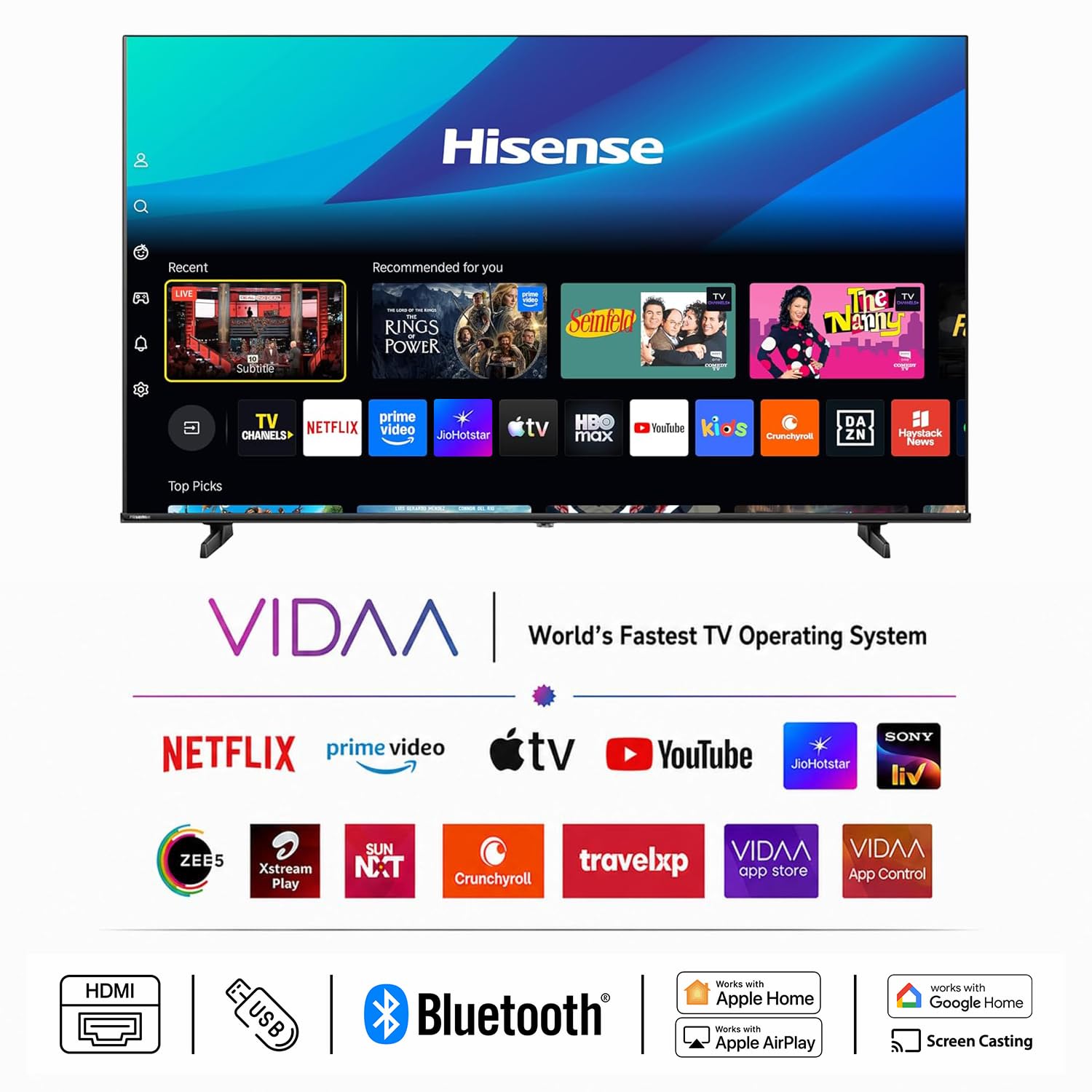 Hisense 55 Inch 55UR8S | RGB MiniLED | Hi-View AI Engine RGB | Native 180Hz Game Mode | Up to 3500 nits Peak Brightness | IMAX Enhanced | 2.1.2 Multi-Channel Surround | AI RGB Light Sensor-Online Mahajan Electronics