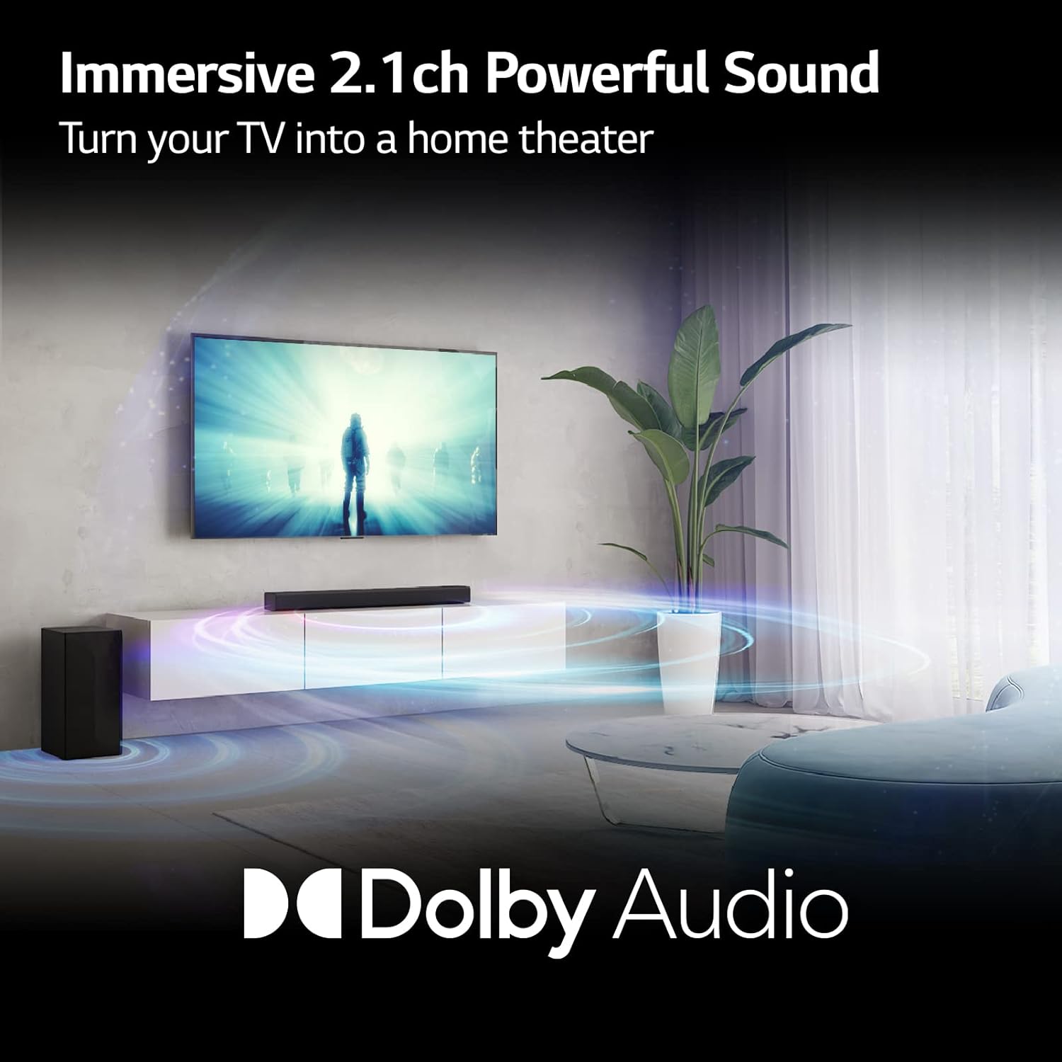 LG Soundbar S40Q, 300W Dolby Digital Soundbar for TV with Subwoofer, 2.1Ch Home Theatre System, Deep Bass, Bluetooth, HDMI - Mahajan Electronics Online