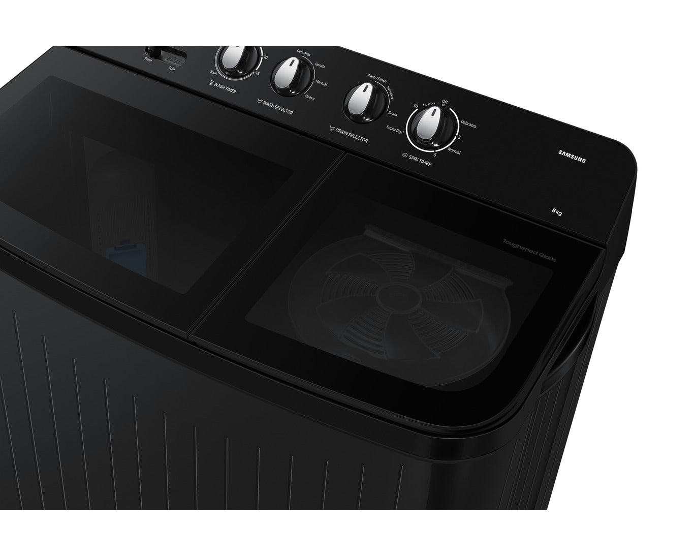 Samsung WT80F4560GD/TL 8.0 kg 5 Star Semi-Automatic Top Loading Washing Machine with Toughened Glass Lid-Dark Gray-Online Mahajan Electronics