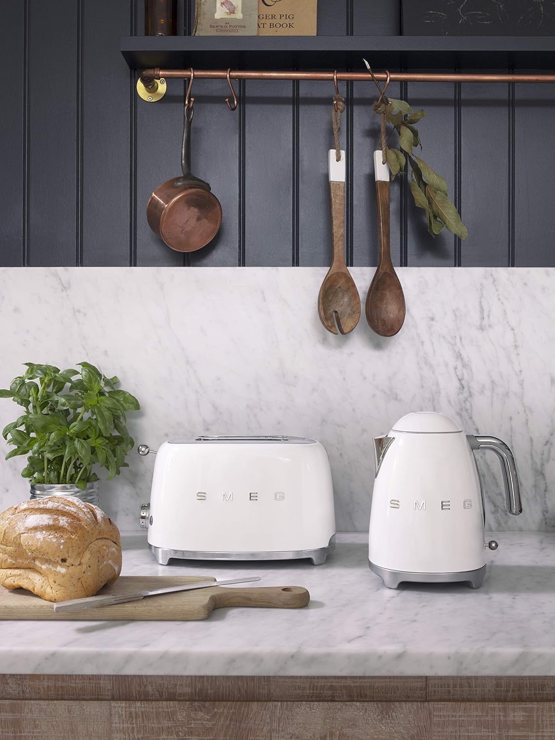 SMEG TSF01WHEU 2Slice Toaster White | 50’s Retro Style | 6 Browning Levels | Bagel, Defrost Reheat-Online Mahajan Electronics