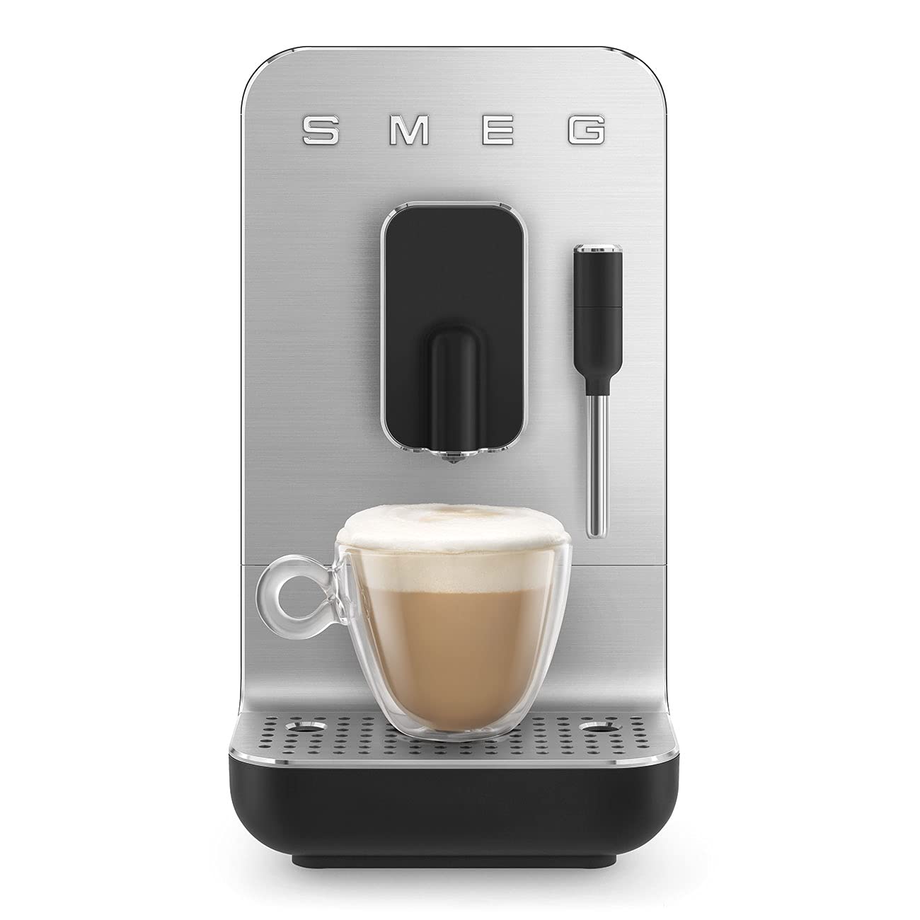 Smeg, BCC12BLMEU Automatic Espresso Coffee Machine, Steam Lance, Integrated Coffee Grinder, 1.4L Tank, Removable Drip Drawer, Compact Size, 1350W, Black-Online Mahajan Electronics