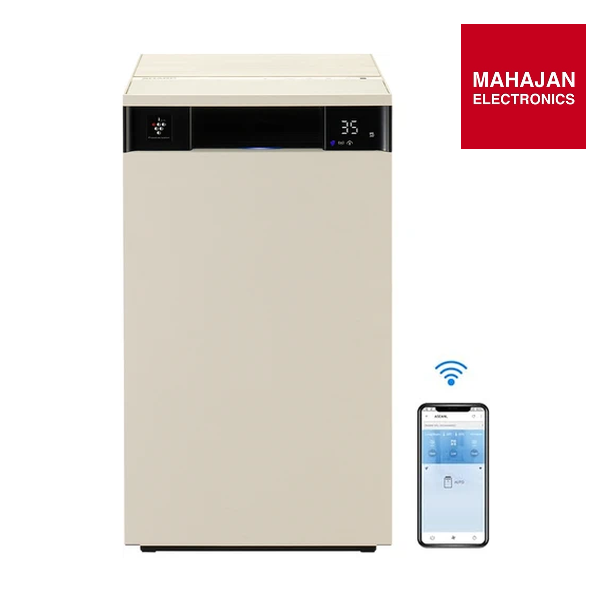 SHARP FX-S120M-W Smart Air Purifier for Home | 930 Sq Ft Coverage | Wi-Fi Control | H14 HEPA Filter | PM2.5 Display | Real-Time Air Quality, Temperature & Humidity Monitoring | White