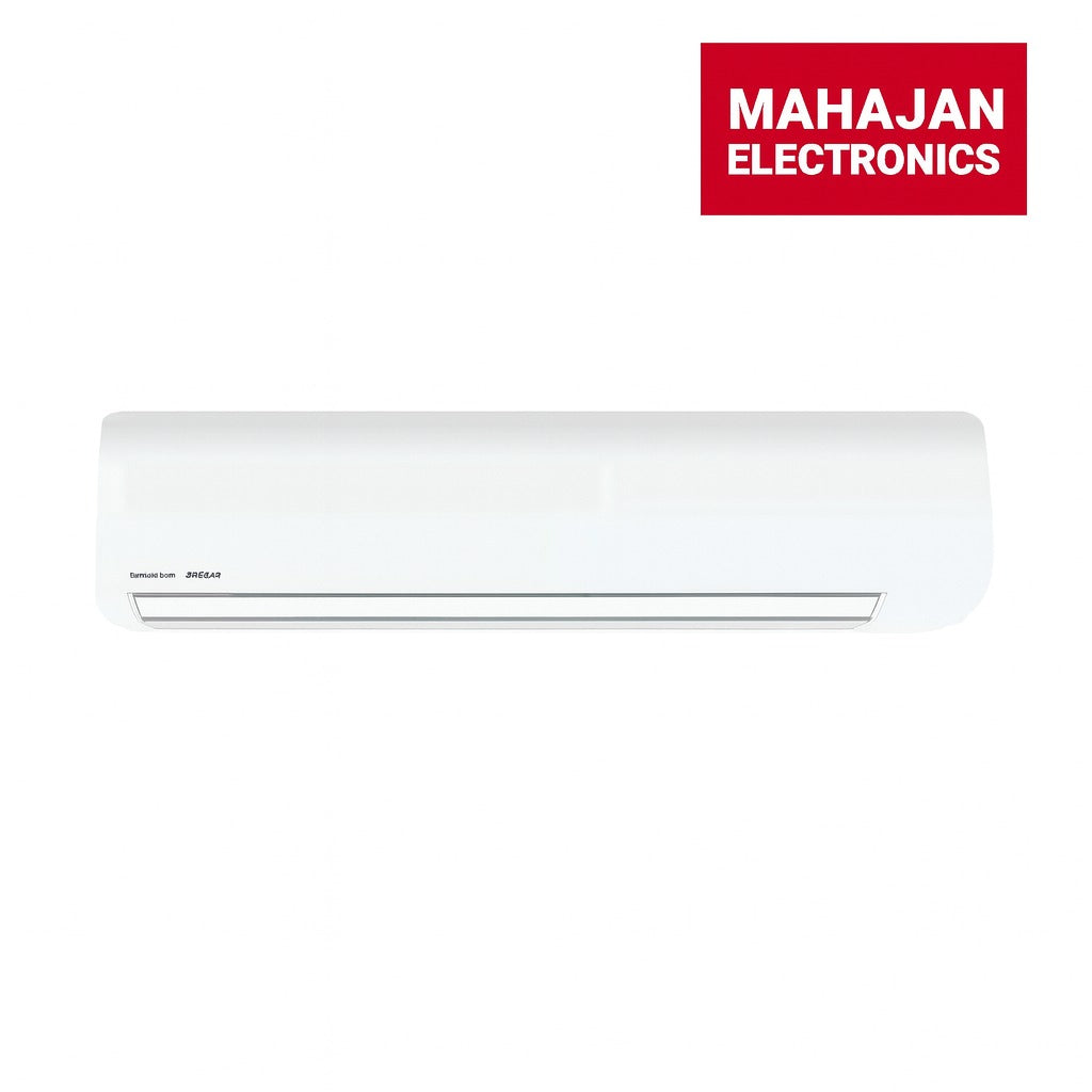 White air conditioner with Mahajan Electronics logo on a white background