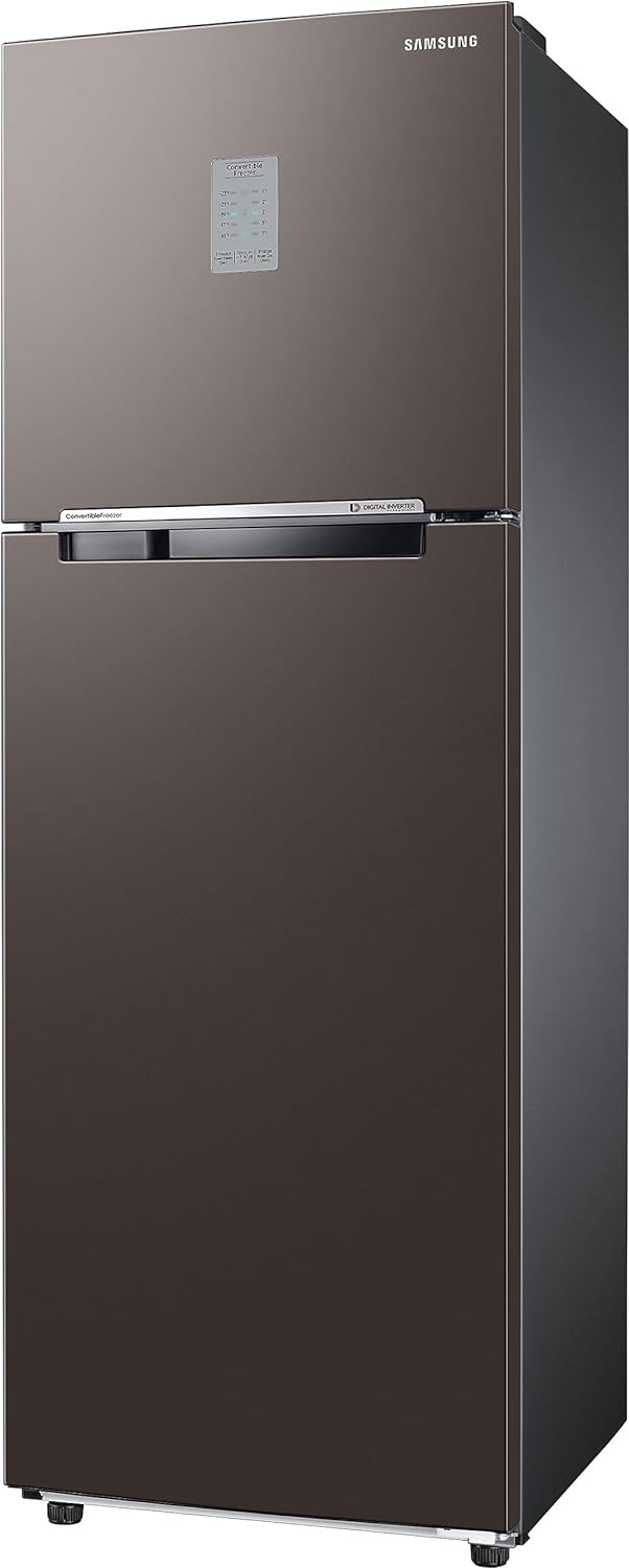 Samsung 256 L, 2 Star, Bespoke Convertible, RT30CB732C2/HL Digital Inverter with Display, Frost Free Double Door Refrigerator  Cotta Steel Charcoal