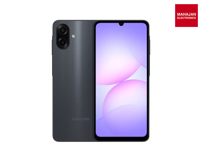 Samsung Galaxy A07 LTE (Black, 4GB RAM, 64GB Storage) | 50MP Dual Camera | 6.7 Inch HD+ Display | 90Hz Refresh Rate | MediaTek Helio G99 (6nm) | IP54 | 6 Gen OS Upgrade and Security Update Samsung – Mahajan Electronics Online.