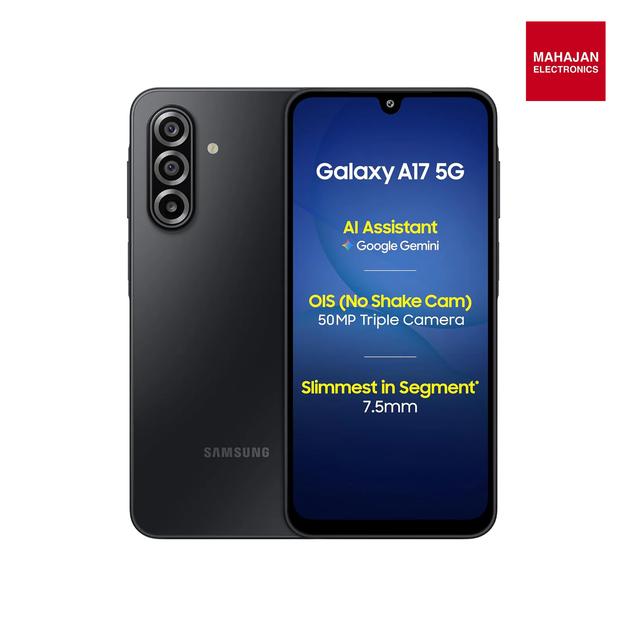 Samsung Galaxy A17 5G (Black, 8GB RAM, 256GB Storage) | 50 MP No Shake Camera | Gemini Live | Circle to Search | Super AMOLED | Corning Gorilla Glass Victus | 7.5mm Sleek | AI | Without Adapter Mahajan Electronics