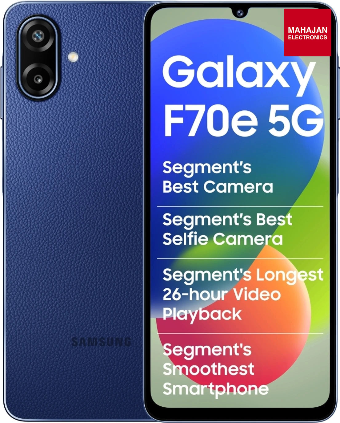 Samsung Galaxy F70e 5G (Spotlight Blue, 128 GB) (4 GB RAM) | 6000 mAh Battery | Dimensity 6300 | Octa Core Processor | 6.74" PLS LCD Display Samsung – Mahajan Electronics Online.