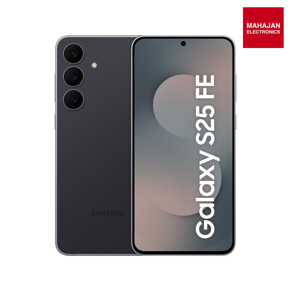 Samsung Galaxy S25 FE 5G Smartphone with Galaxy AI (JetBlack, 8GB RAM, 128GB Storage), 12MP Front Camera, ProVisual Engine, Long Battery Life – Mahajan Electronics Online.