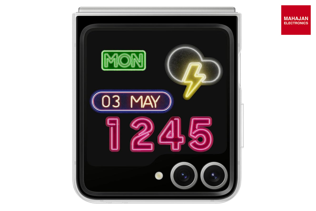 Samsung Galaxy Z Flip6 Flipsuit Case – Neon Card Gray | LED Animation | Eco-Friendly Samsung – Mahajan Electronics Online.