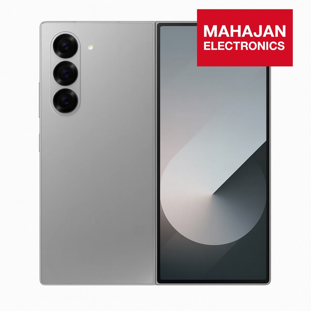 Smartphone with Mahajan Electronics logo on a white background