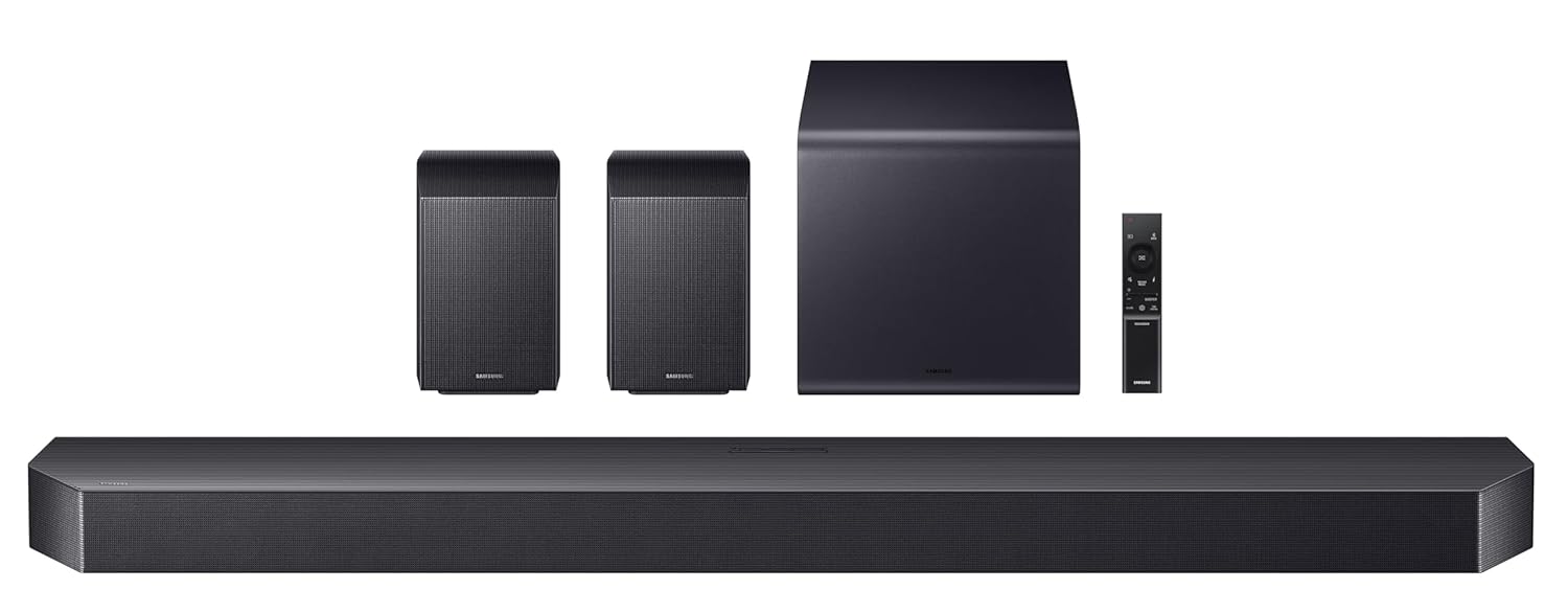 Samsung HW-Q990H/XL,Titan Black 756 W True 11.1.4 ch Full Surround Soundbar with Wireless Dolby Atmos | Center-Up-Side-Front Wide-firing Speakers | Alexa | Wi-Fi | HDMI eARC | Optical In | Bluetooth-Mahajan Electronics Online