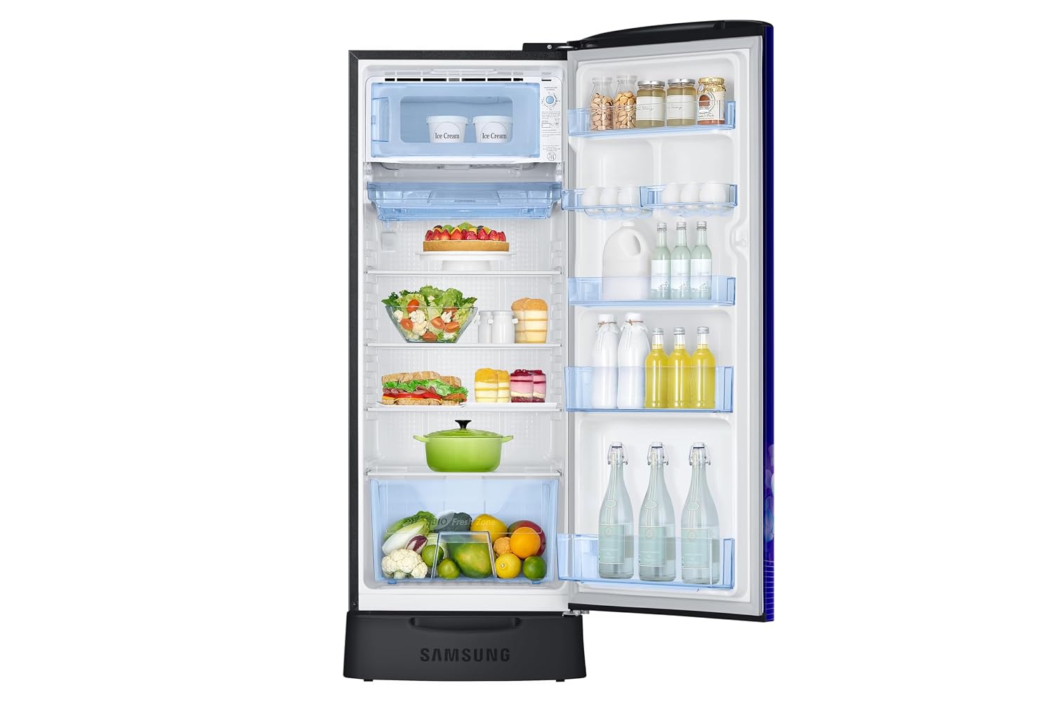 Samsung RR24H2823HS/NL, 223 L, 3 Star, Digital Inverter, Direct-Cool Single Door Refrigerator ( Hydrangea Blue, Base Stand Drawer, Single Touch Defrost, 2026 Model)-Online Mahajan Electronics