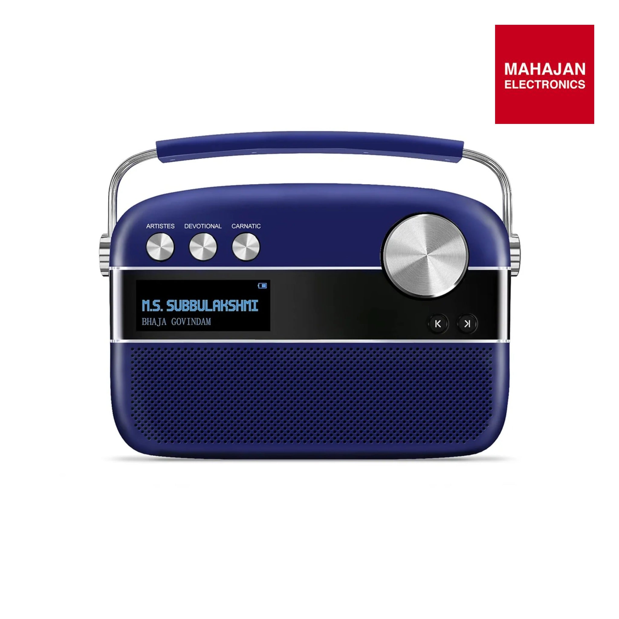 Saregama Carvaan Premium HIndi- Portable Music Player with 5000 Preloaded Songs, FM/BT/AUX (Royal Blue)-Online Mahajan Electronics