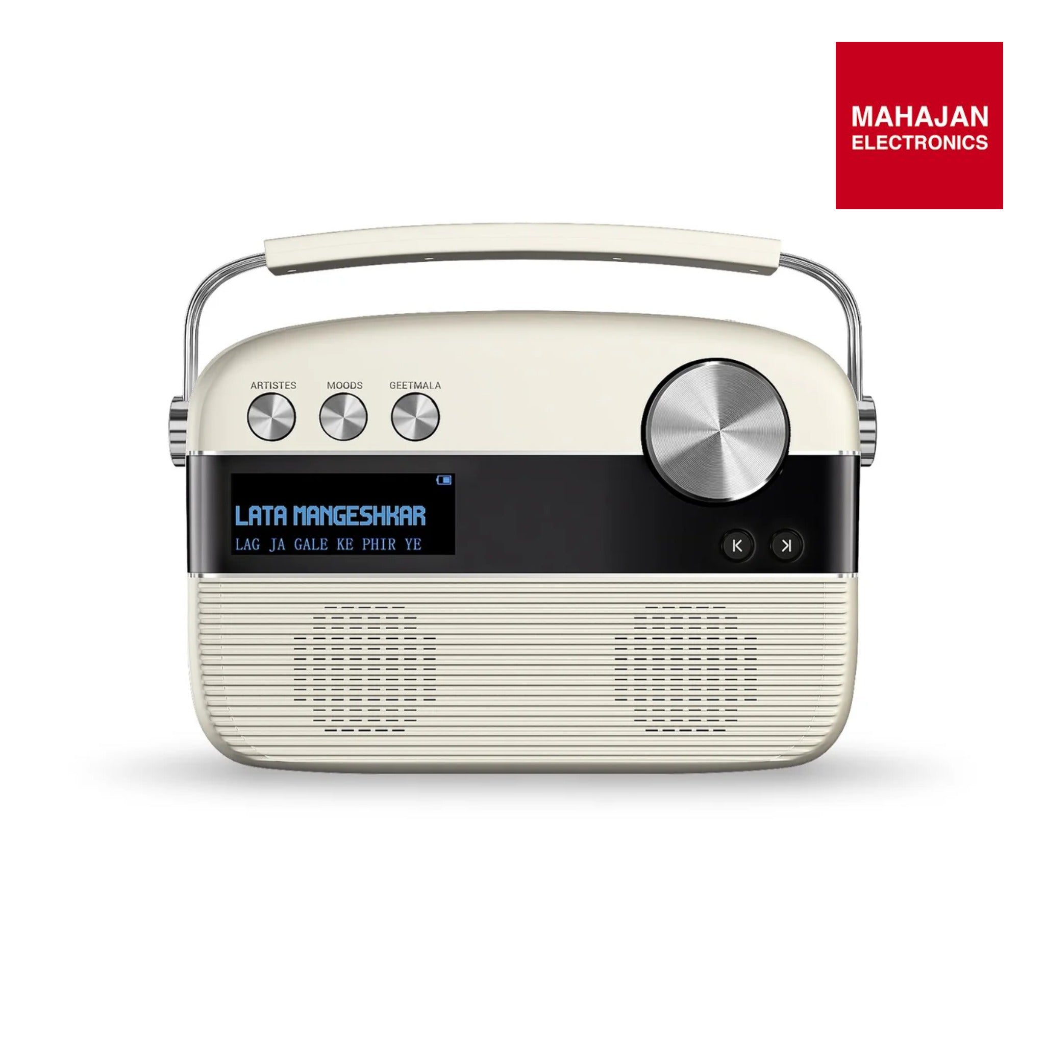 Saregama SC03 Carvaan Hindi - Portable Music Player with 5000 Preloaded Songs, FM/BT/AUX (Porcelain White)-Online Mahajan Electronics