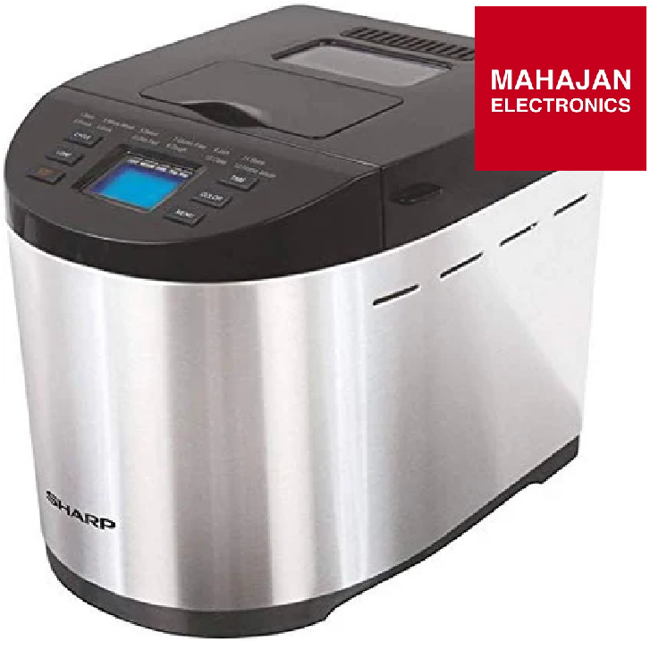 Sharp bread toaster with digital display on a white background, branded by Mahajan Electronics.