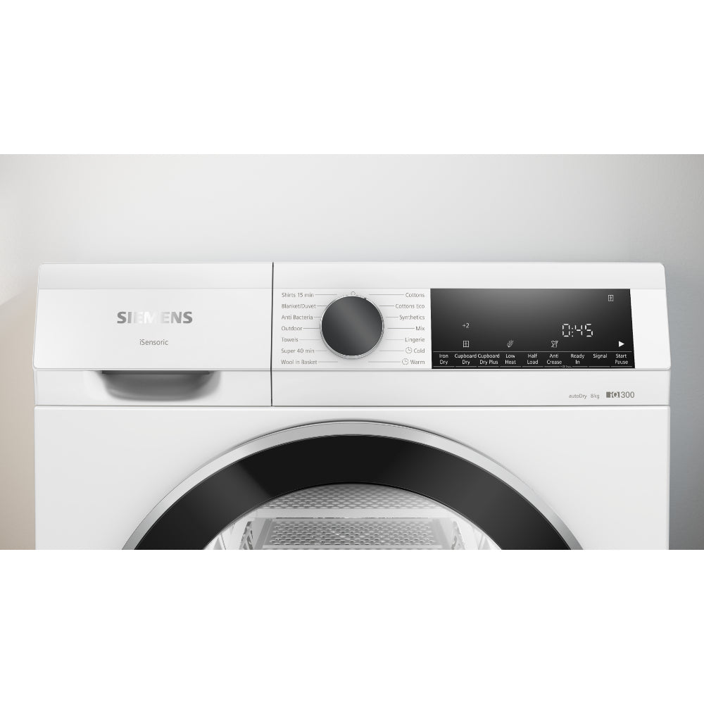 SIEMENS iQ300 WP31G200IN 8 kg Fully Automatic Front Load Dryer (AutoDry Technology, White) Mahajan Electronics Online