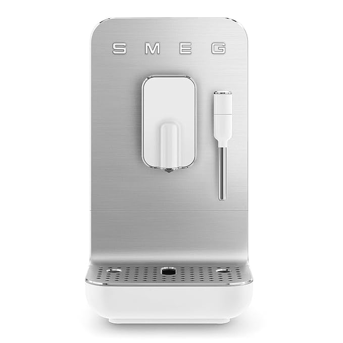 Smeg BCC12WHMEU White Automatic Coffee Machine, Original Italian Brand, One Touch Direct Bean to Cup, 6+ Hot & Cold Coffee Options, SS Steam Wand for Milk Coffee, Smart Touch Control, 19 Bar Pressure-Online Mahajan Electronics