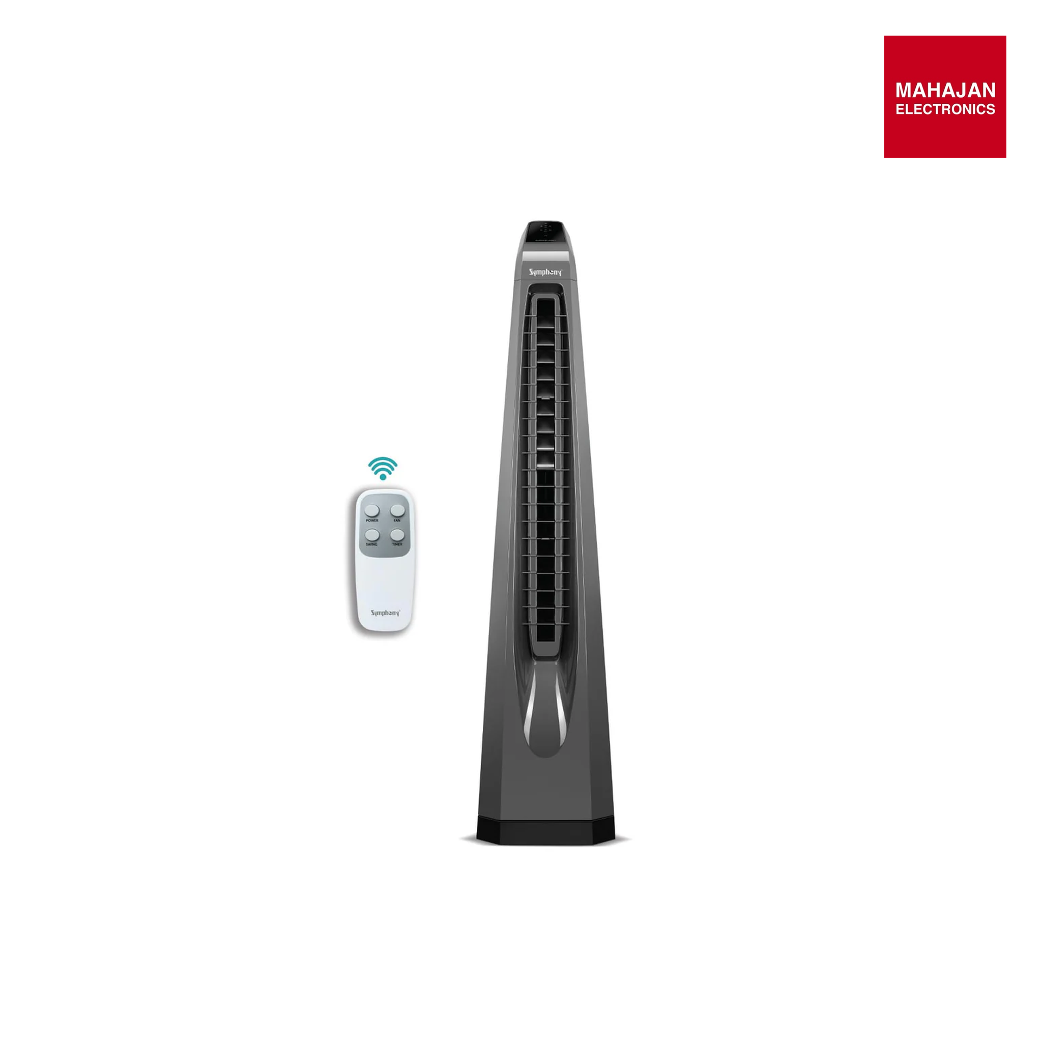 Symphony AFNTF002 Surround-i Bladeless Tower Fan for Room (Grey) | High-Speed Airflow | Touchscreen Panel | Remote Control | Swivel Action Symphony