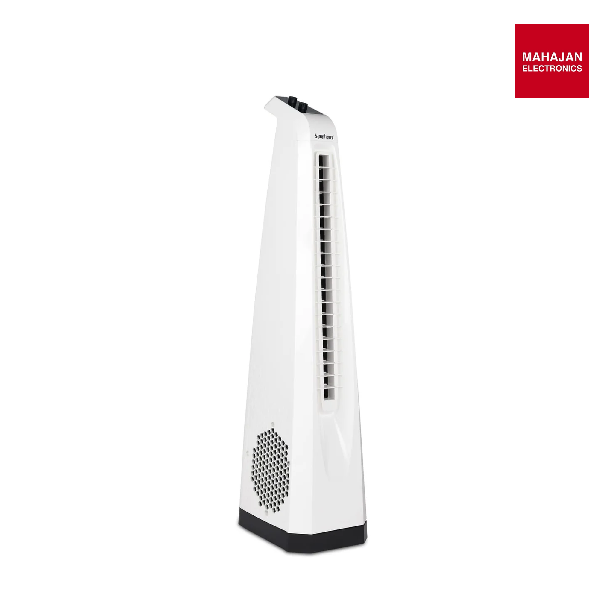 Symphony Surround Bladeless Tower Fan for Room & Office | High-Speed with Swivel Action & Simple Knob Control | Low Power Consumption | 1 Year Warranty | White Mahajan Electronics Online