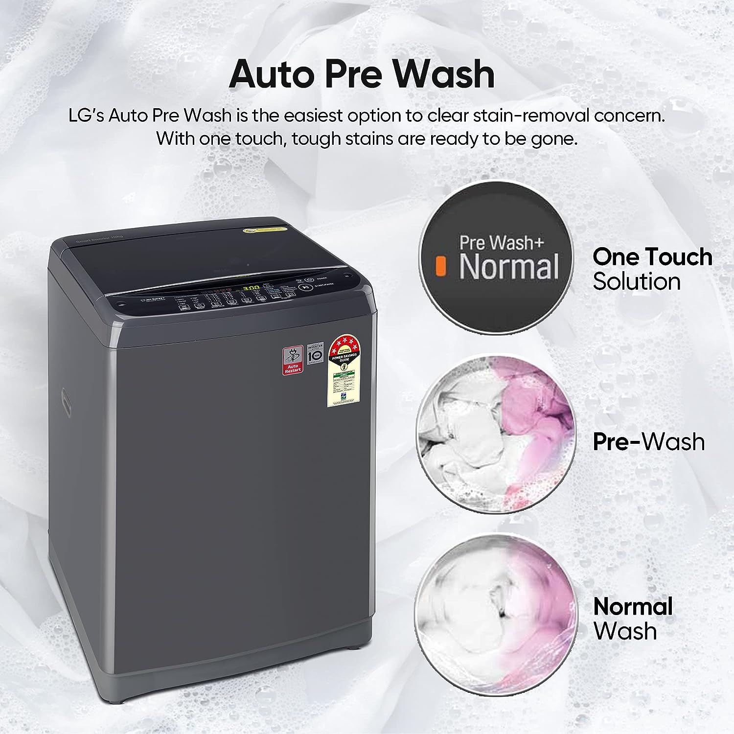 LG 10 Kg 5 Star Inverter TurboDrum Fully Automatic Top Loading Washing Machine (T10SJMB1Z, Jet Spray+, Smart Closing Door, Middle Black) - Mahajan Electronics Online