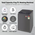 LG 8 Kg 5 Star Inverter TurboDrum Fully Automatic Top Loading Washing Machine (T80AJMB1Z, Jet Spray+, Smart Closing Door, Middle Black) - Mahajan Electronics Online